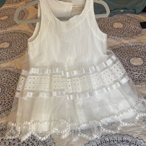 MonnaLisa White Girls' Formal Eyelet & Satin Dress